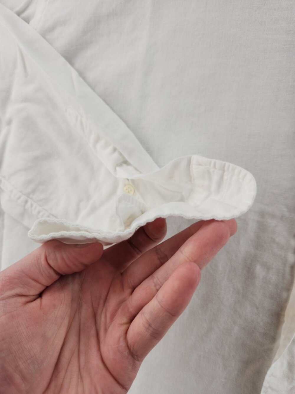 Armani Lightweight Linen Cotton Button-Down Large White Romania Solid Luxury - Picture 4 of 16